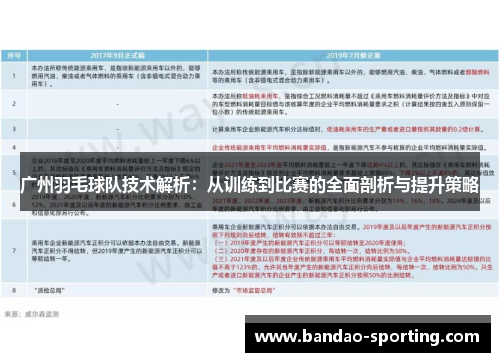广州羽毛球队技术解析：从训练到比赛的全面剖析与提升策略